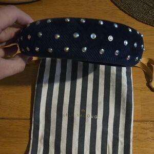 Lele Sadoughi Navy Padded Headband with Iridescent Crystal Studs